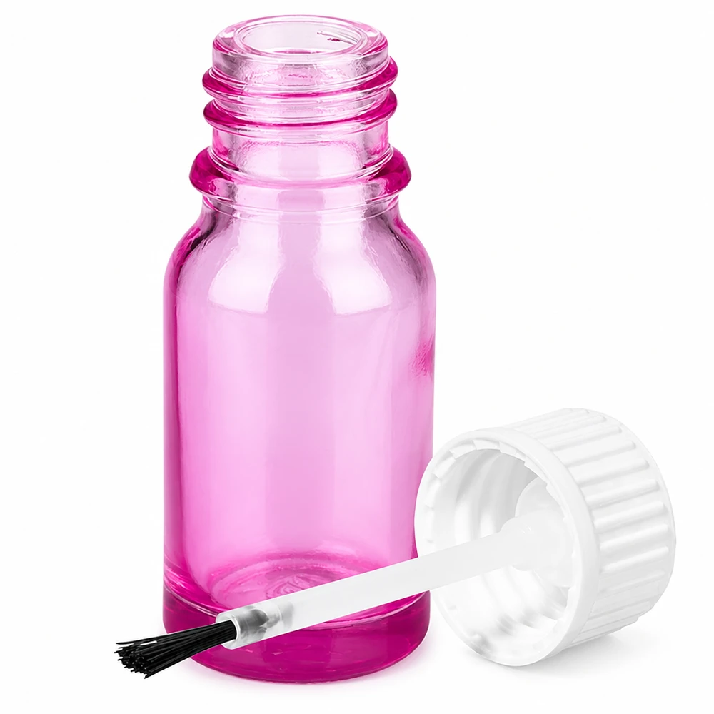 Frasco de vidro cor-de-rosa de 10 ml com pincel aplicador para uma aplicação precisa STD PurpleLine UT18/10
