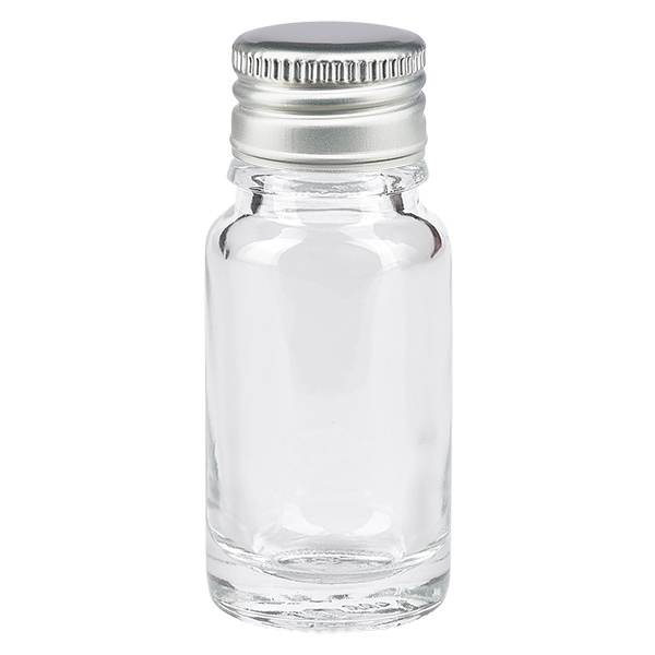 Frasco de 10 ml com tampa de rosca de 11 mm em alumínio-prata standard ClearLine UT18/1