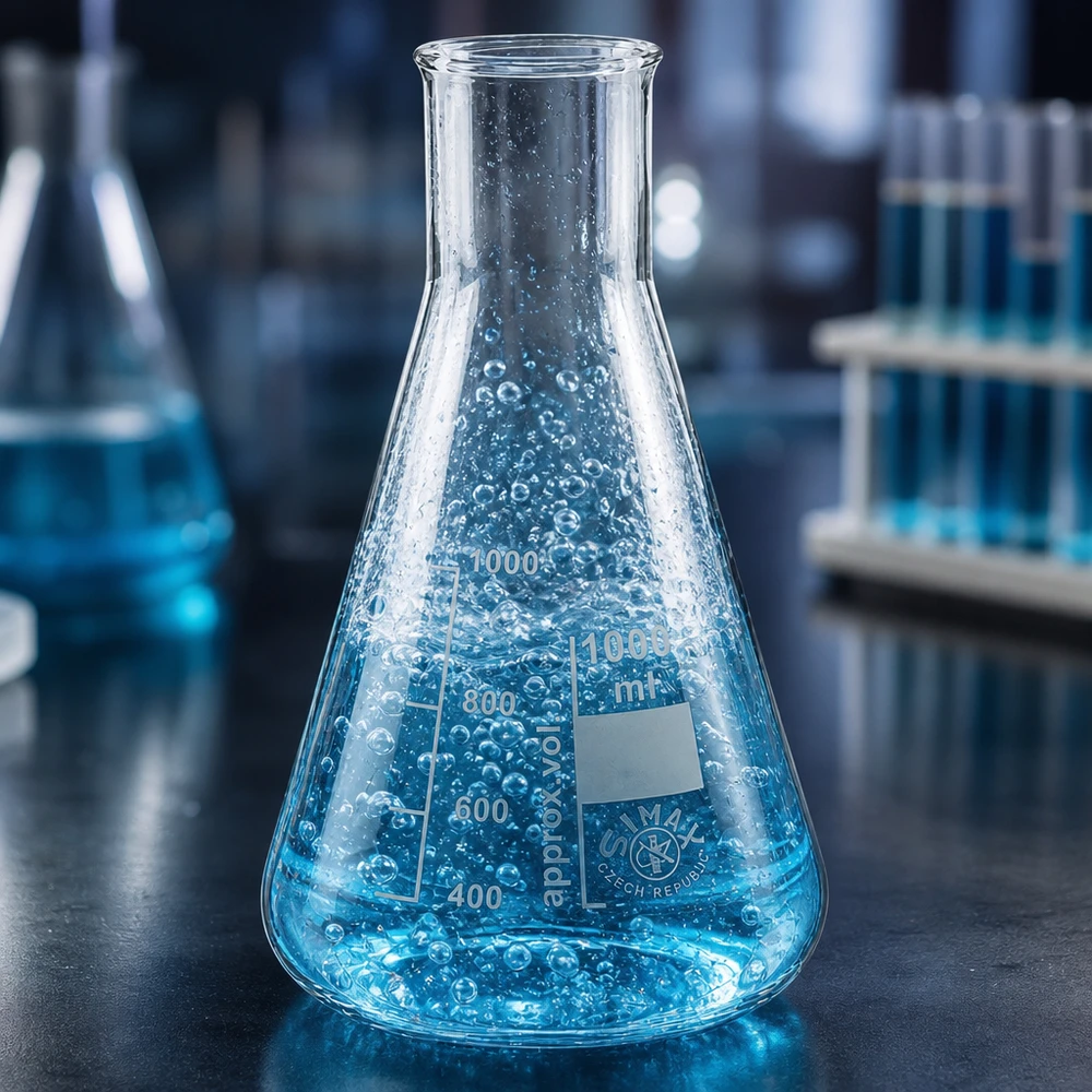 Frasco Erlenmeyer cónico de 200 ml com gargalo largo e forma ergonómica para fácil manuseamento