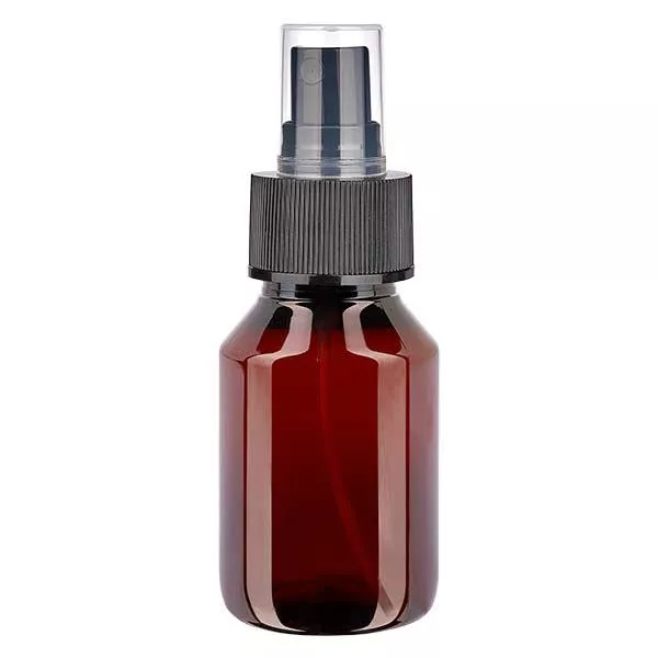 Frasco PET 50ml com atomizador preto Frasco PET 50ml com atomizador preto