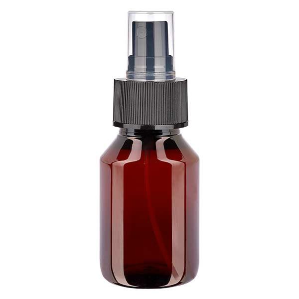 Frasco PET 50ml com atomizador preto Frasco PET 50ml com atomizador preto