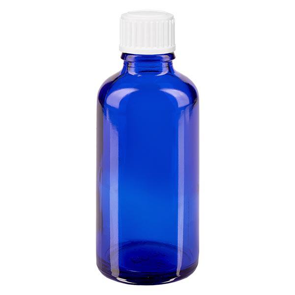 Frasco de farmácia azul 50ml tampa de rosca branco standard Frasco de farmácia azul 50ml tampa de rosca branco standard