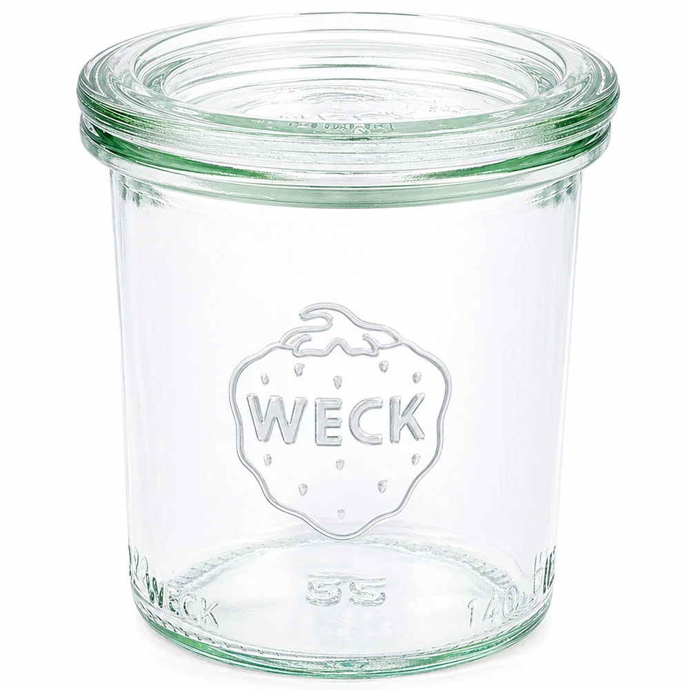 Frasco de conserva transparente WECK 140ml RR60 com tampa de vidro para conservação e armazenamento