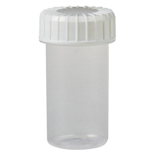 Frasco transparente com tampa de rosca de 20 ml com tampa ranhurada Frasco transparente com tampa de rosca de 20 ml com tampa ranhurada