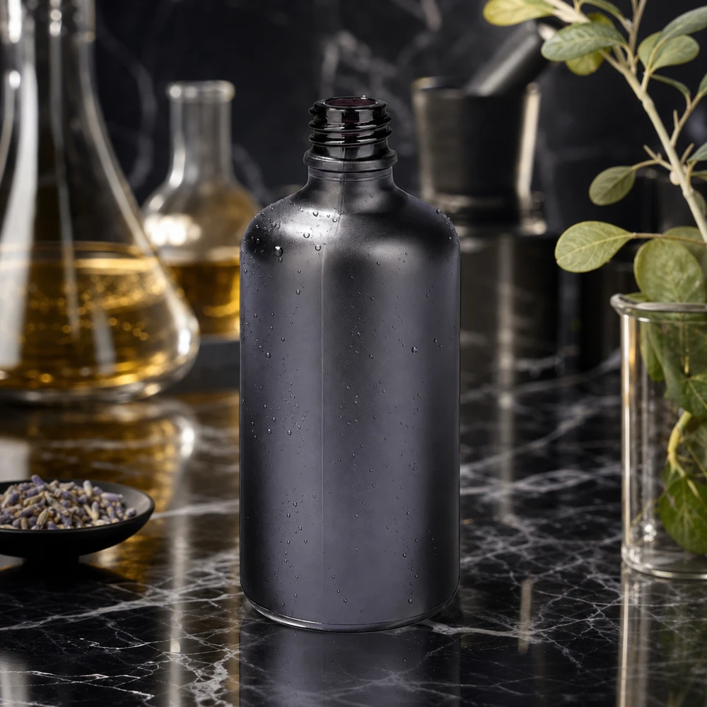 Frasco farmacêutico de 100 ml BlackLine UT18/100 UNiTWIST com sistema de fecho UNiTWIST para um manuseamento fácil
