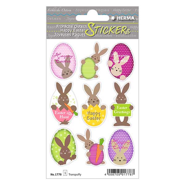 Autocolantes "coelhinho da Páscoa" (9 autocolantes transparentes)