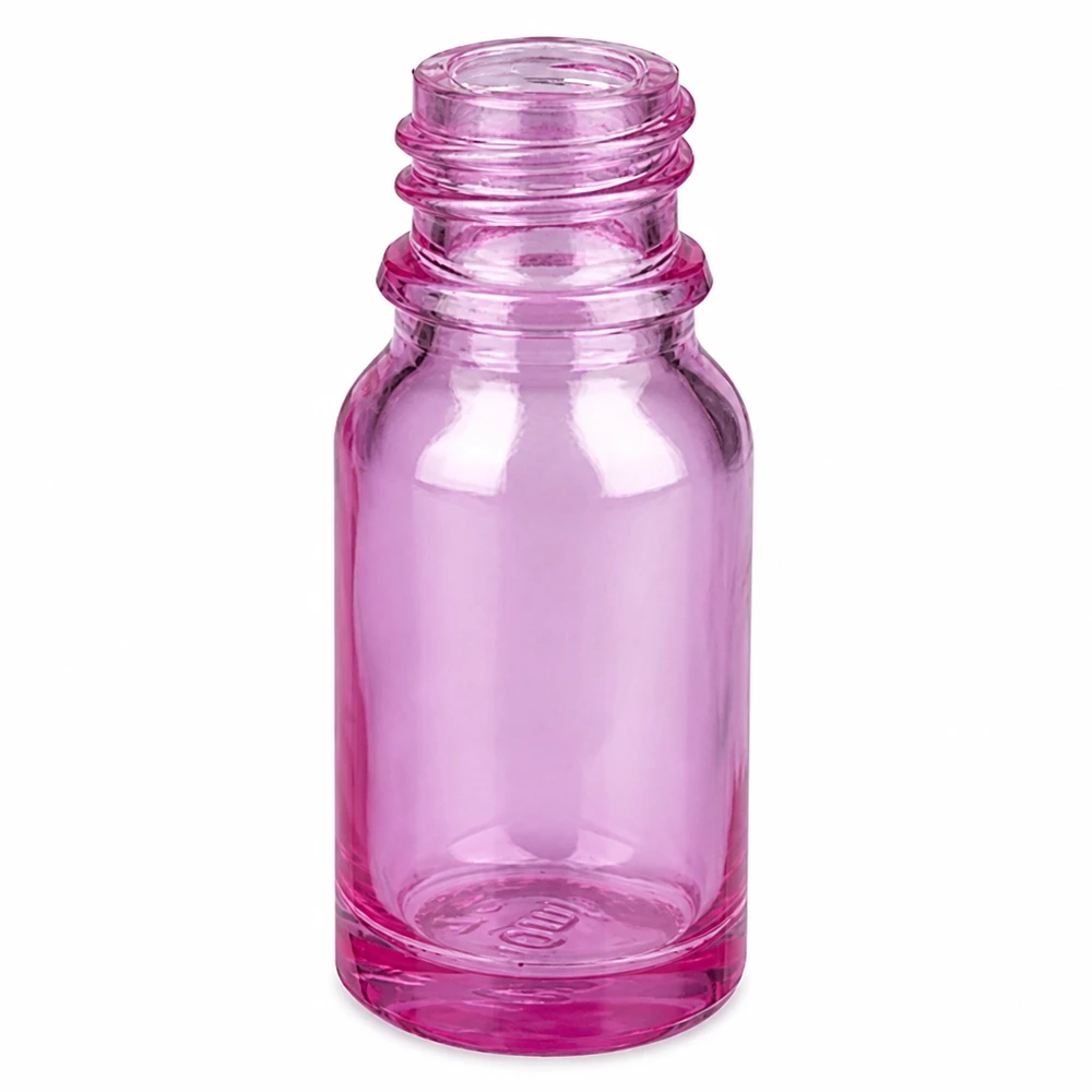 Frasco pequeno de vidro de 10 ml em violeta transparente para óleos essenciais e soros