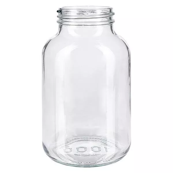 Garrafa com gargalo largo de 1000 ml em vidro transparente