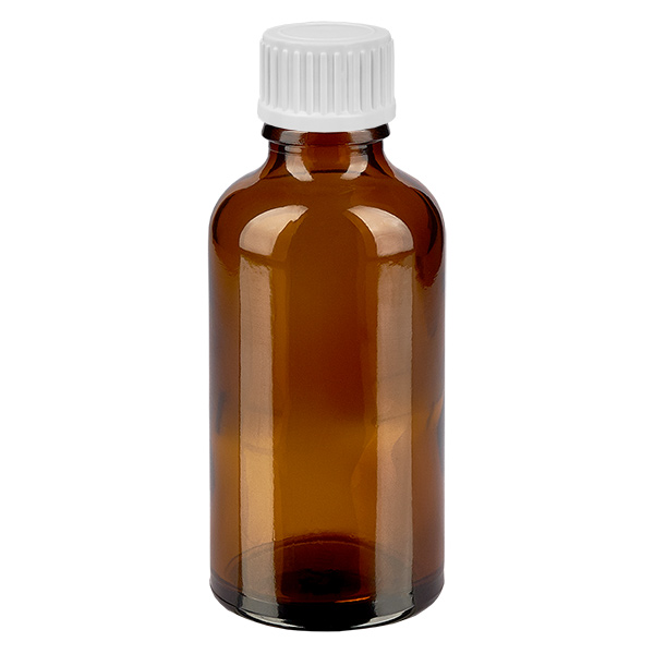 Frasco de 50ml (globule) 3mm anel de vazamento branco com fecho standard CastanhoL. UT18/50