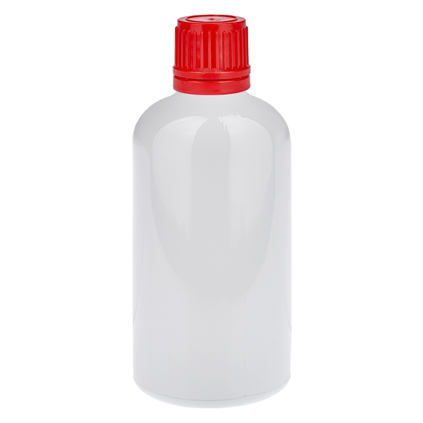 Frasco de 100 ml com tampa de rosca vermelha de segurança WhiteLine UT18/100