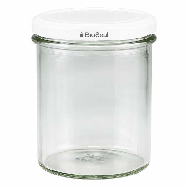 Copos de vidro de 350 ml com tampa branca UNiTWIST BioSeal