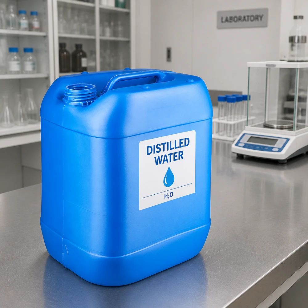 Bidão vazio de 20 L, azul, sem tampa, para laboratório e indústria, com pega resistente