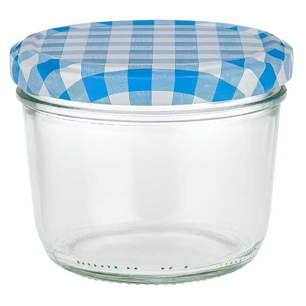 Copos de vidro de 230ml + tampa BasicSeal azul/branca UNiTWIST