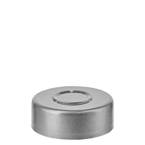 Tampão com rebordo 20,25 x 7,4 mm com corte central, prateado Tampão com rebordo 20,25 x 7,4 mm com corte central, prateado