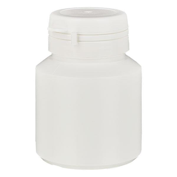 Caixa de cápsulas 40 ml branca com fecho inviolável Jaycap branco Caixa de cápsulas 40 ml branca com fecho inviolável Jaycap branco