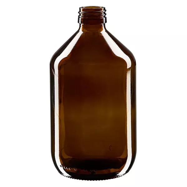 Frasco para medicamentos de 500 ml castanho, sem tampa PP28 ApoGlas Frasco para medicamentos de 500 ml castanho, sem tampa PP28 ApoGlas