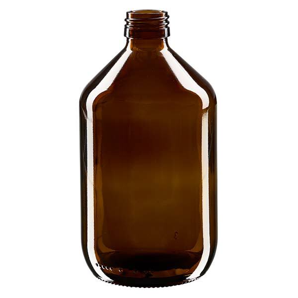 Frasco para medicamentos de 500 ml castanho, sem tampa PP28 ApoGlas Frasco para medicamentos de 500 ml castanho, sem tampa PP28 ApoGlas