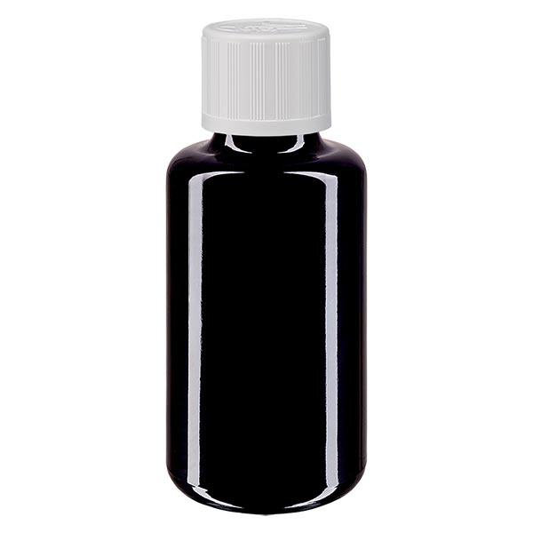Frasco de farmácia violeta 30ml tampa de conta-gotas branca resistente a crianças padrão