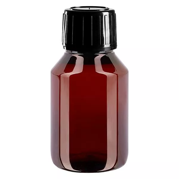 Frasco PET 50ml com tampa inviolável preta Frasco PET 50ml com tampa inviolável preta