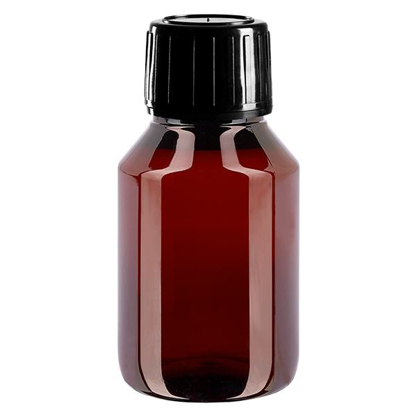 Frasco PET 50ml com tampa inviolável preta Frasco PET 50ml com tampa inviolável preta