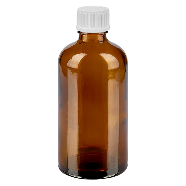 Frasco conta-gotas de 100 ml com tampa standard branca de 0,9 mm BrownLine UT18/100