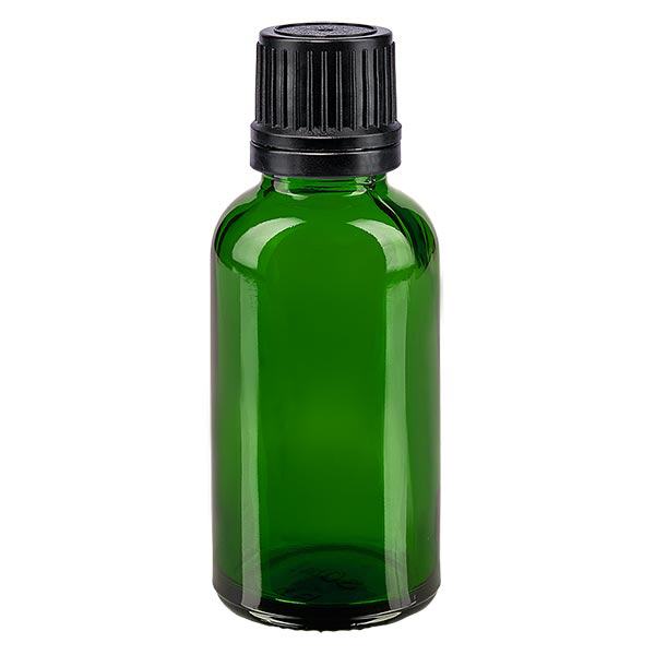 Apothekenflasche grün 30ml Schraubverschluss schwarz Giessring Originalitätsverschluss Apothekenflasche grün 30ml Schraubverschluss schwarz Giessring Originalitätsverschluss