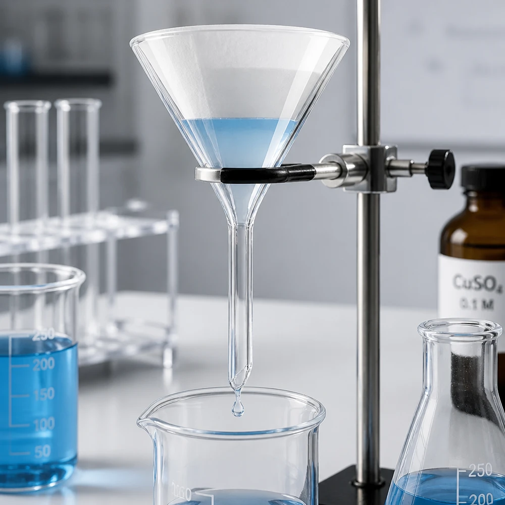 Funil ø55mm cal sodada, ângulo 60°, estilo curto Funil de laboratório em vidro de cal sodada para transferência precisa de líquidos com abertura de 55 mm e pega curta