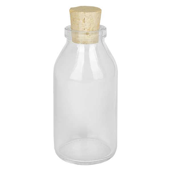 Redondo 100ml transparente, abertura 22mm, incl. rolha 22/26