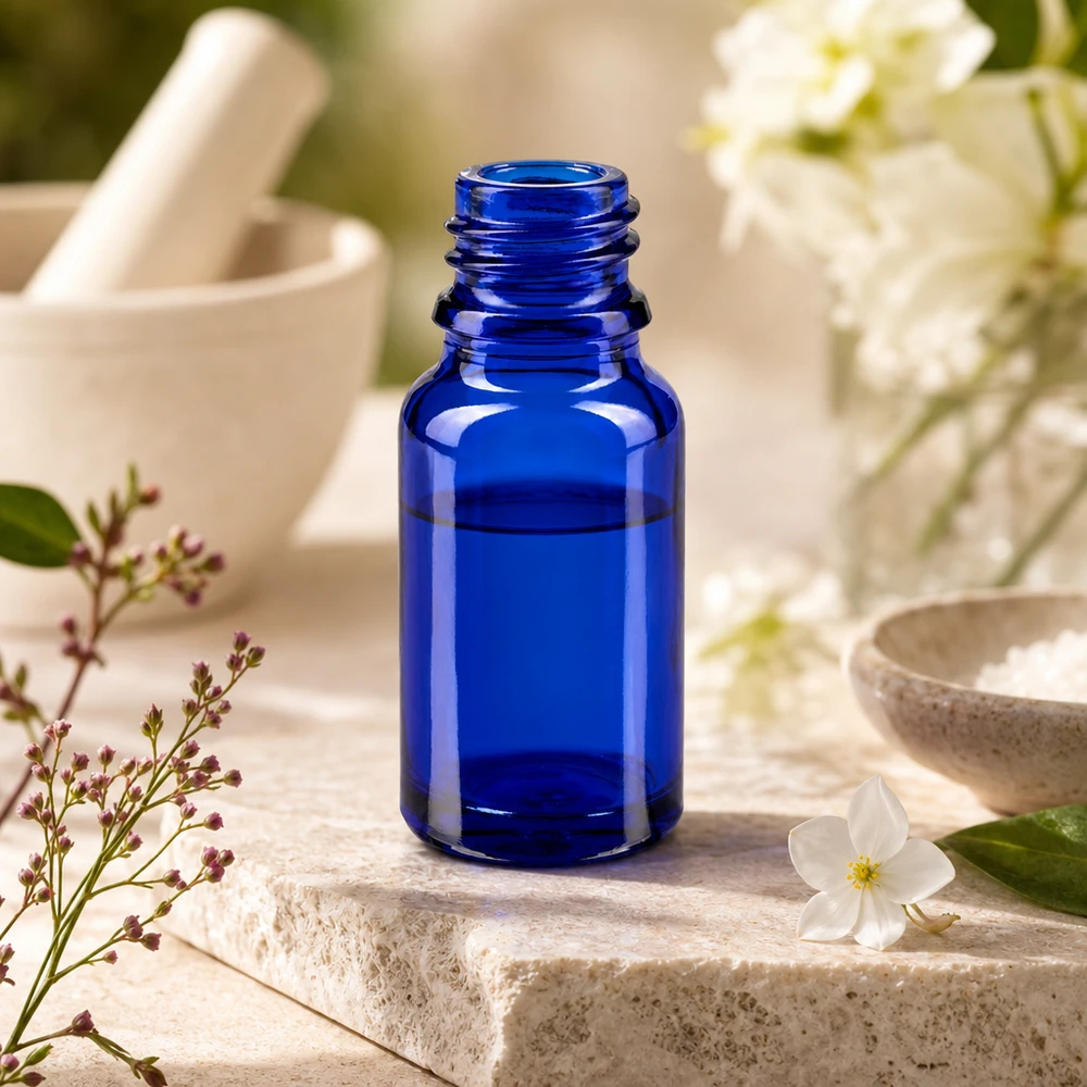 Frasco ApoGlas de 10 ml de alta qualidade em elegante azul-cobalto para aplicações farmacêuticas profissionais