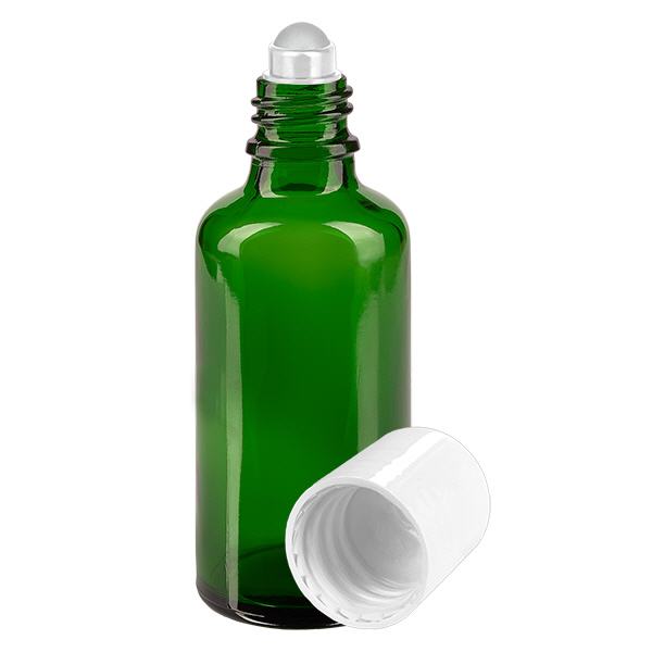 Frasco de farmácia verde 50ml tampa roll-on branca Frasco de farmácia verde 50ml tampa roll-on branca