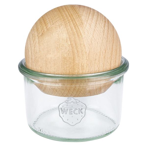 Copos de vidro WECK RR80 de 200 ml com bola de madeira de faia