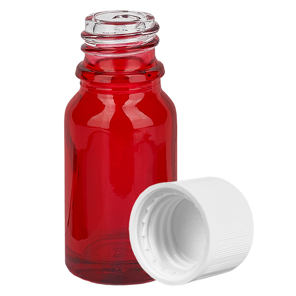 Frasco de 10 ml com 11 mm de tampa de rosca branca padrão inviolável RedLine UT18/10 Frasco de 10 ml com 11 mm de tampa de rosca branca padrão inviolável RedLine UT18/10