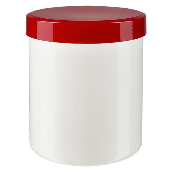 Boião para pomadas 200g branco com tampa de rosca vermelha (polipropileno) Boião para pomadas 200g branco com tampa de rosca vermelha (polipropileno)