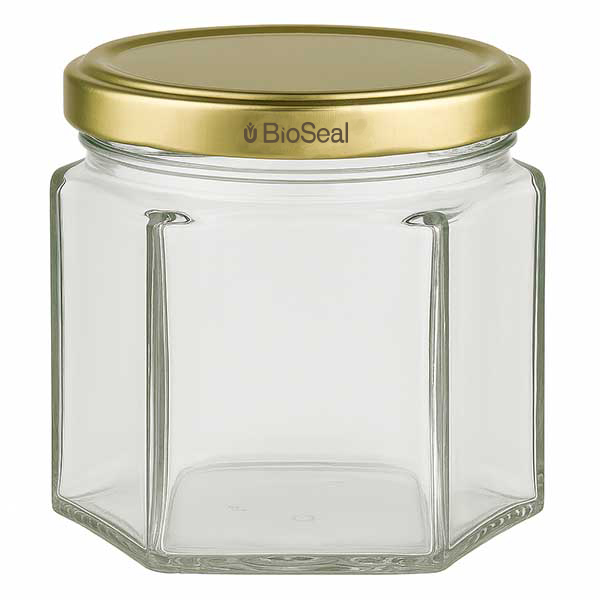 Frasco Hexa de 47 ml com tampa dourada UNiTWIST BioSeal