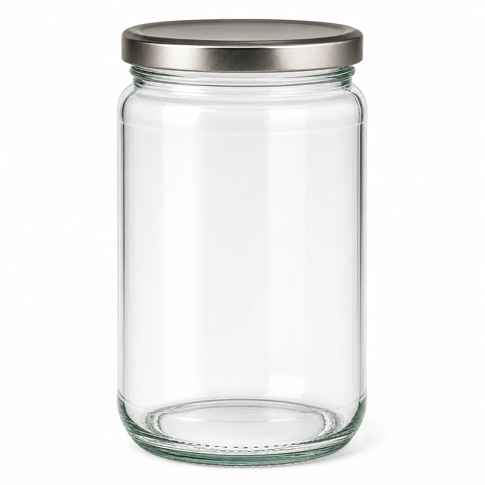 305ml Rundglas mit BasicSeal Deckel silber UNiTWIST 305ml Rundglas mit silbernem BasicSeal Deckel - elegantes Einmachglas für Küche und Vorratshaltung von Glas-Fabrik