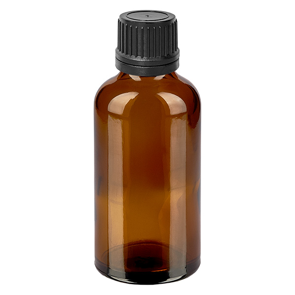 Frasco conta-gotas de 50 ml com fecho inviolável de 1 mm preto BrownLine UT18/50