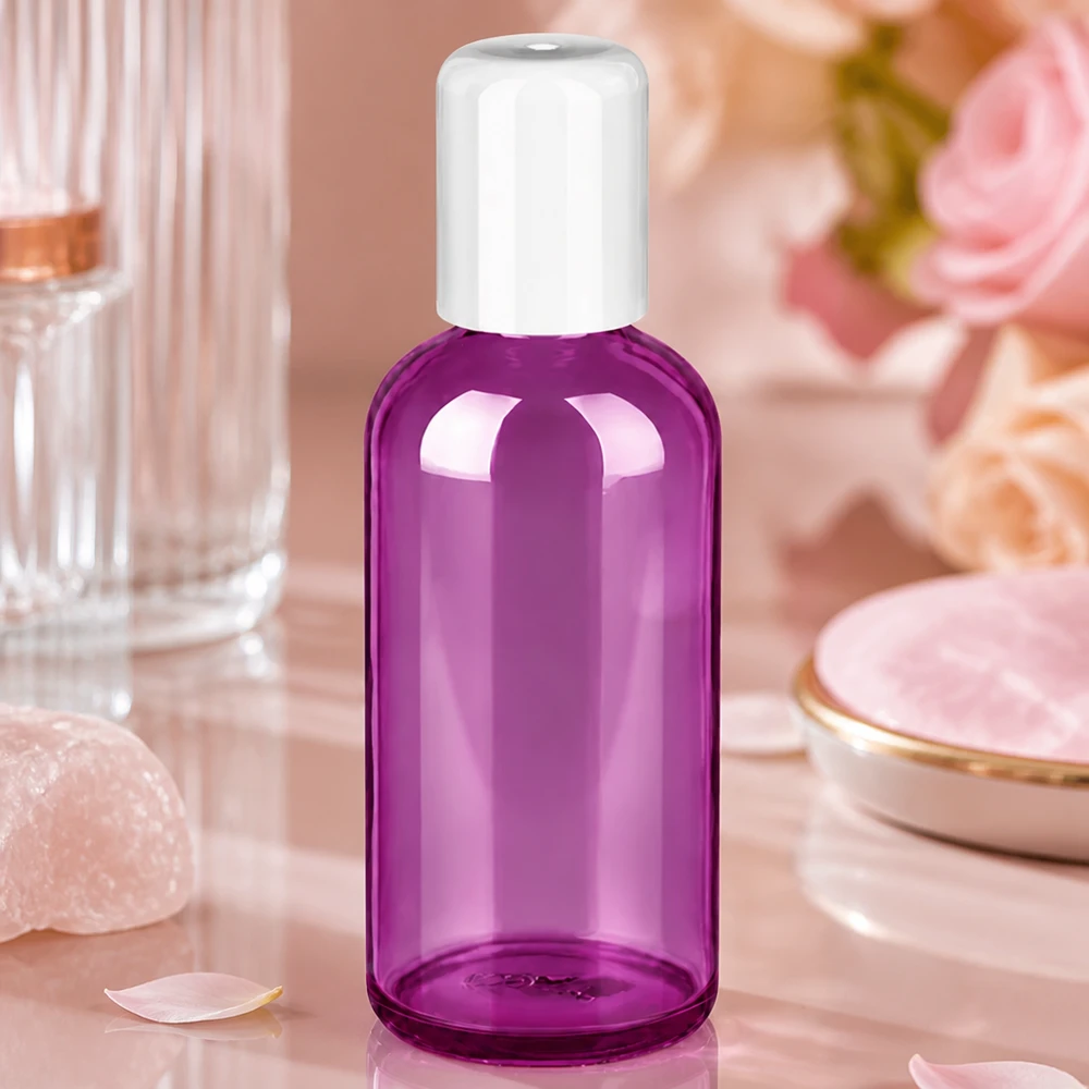 Frasco roll-on transparente PurpleLine de 100 ml com sistema prático de esfera roll-on para fragrâncias e óleos