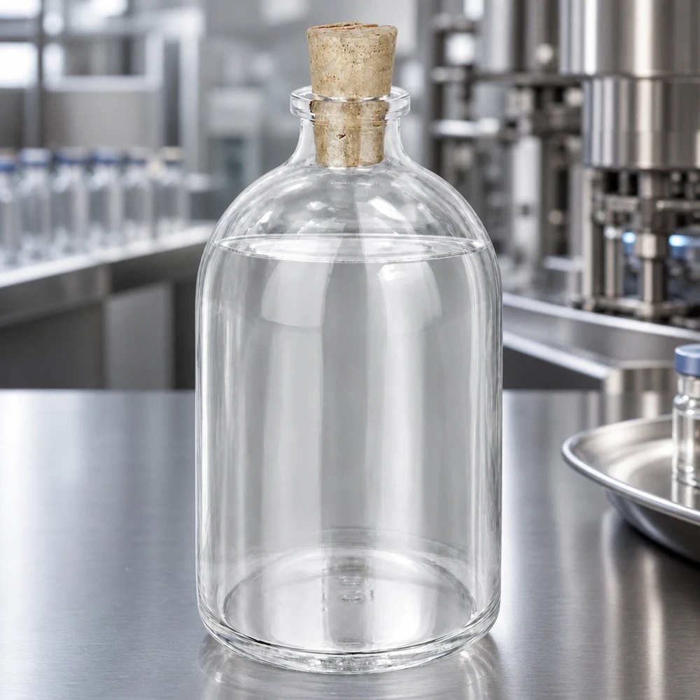 Frasco de vidro transparente 100ml com rolha 11/14mm Zylindrische Flasche aus Klarglas 100ml Korken 11/14mm in Pharmaumgebung