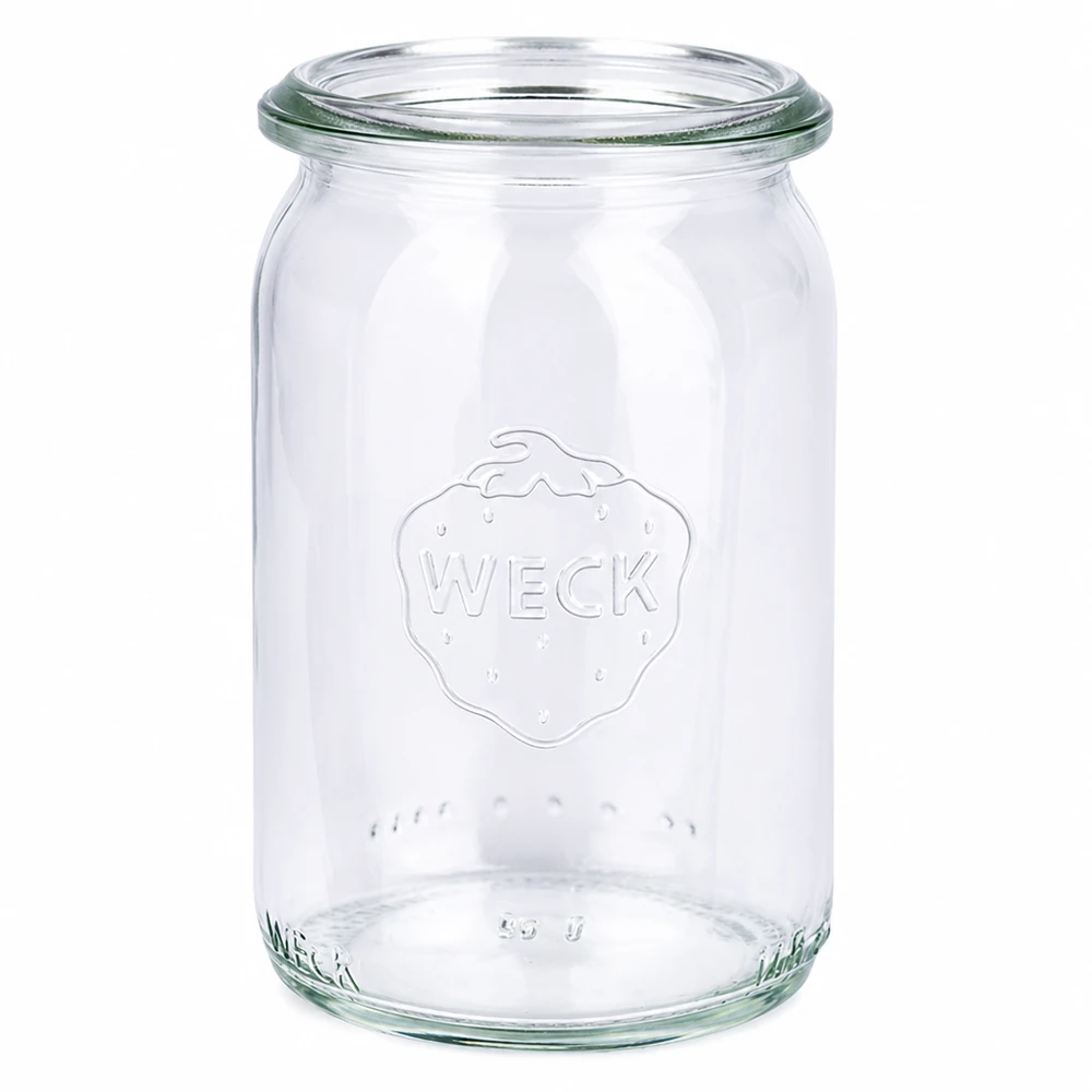 Frasco cilíndrico de 145ml WECK RR40 Frasco cilíndrico WECK 145ml RR40 transparente sem tampa para conservação e armazenamento