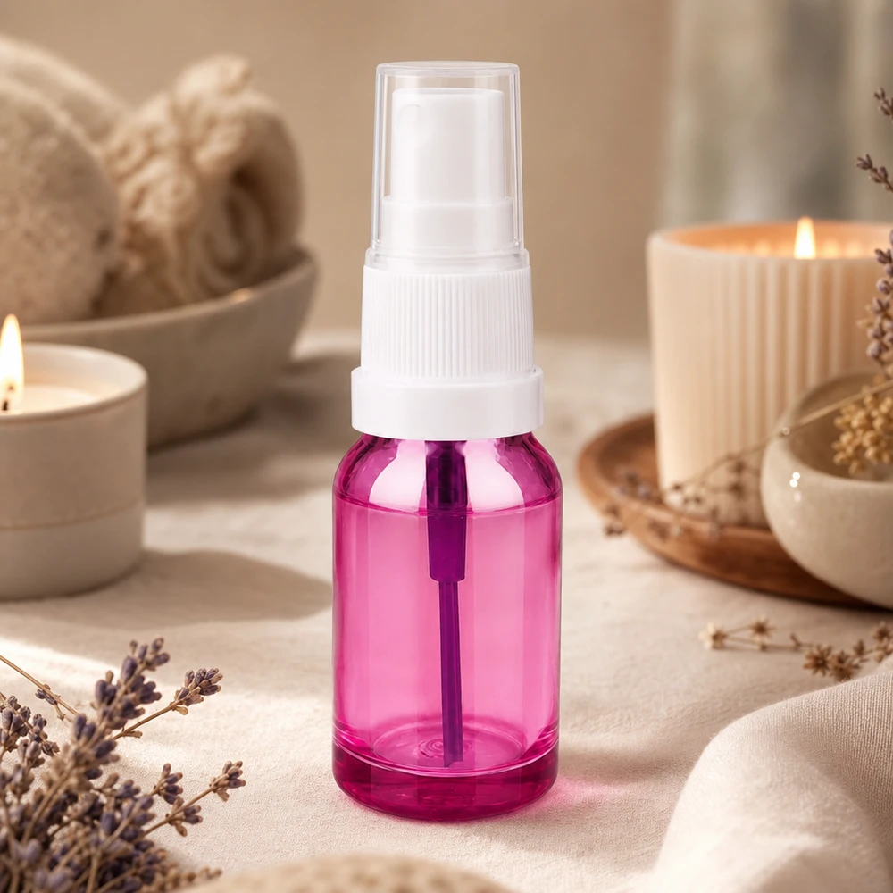 Frasco de spray de plástico de 10 ml de alta qualidade em roxo elegante para beleza e bem-estar