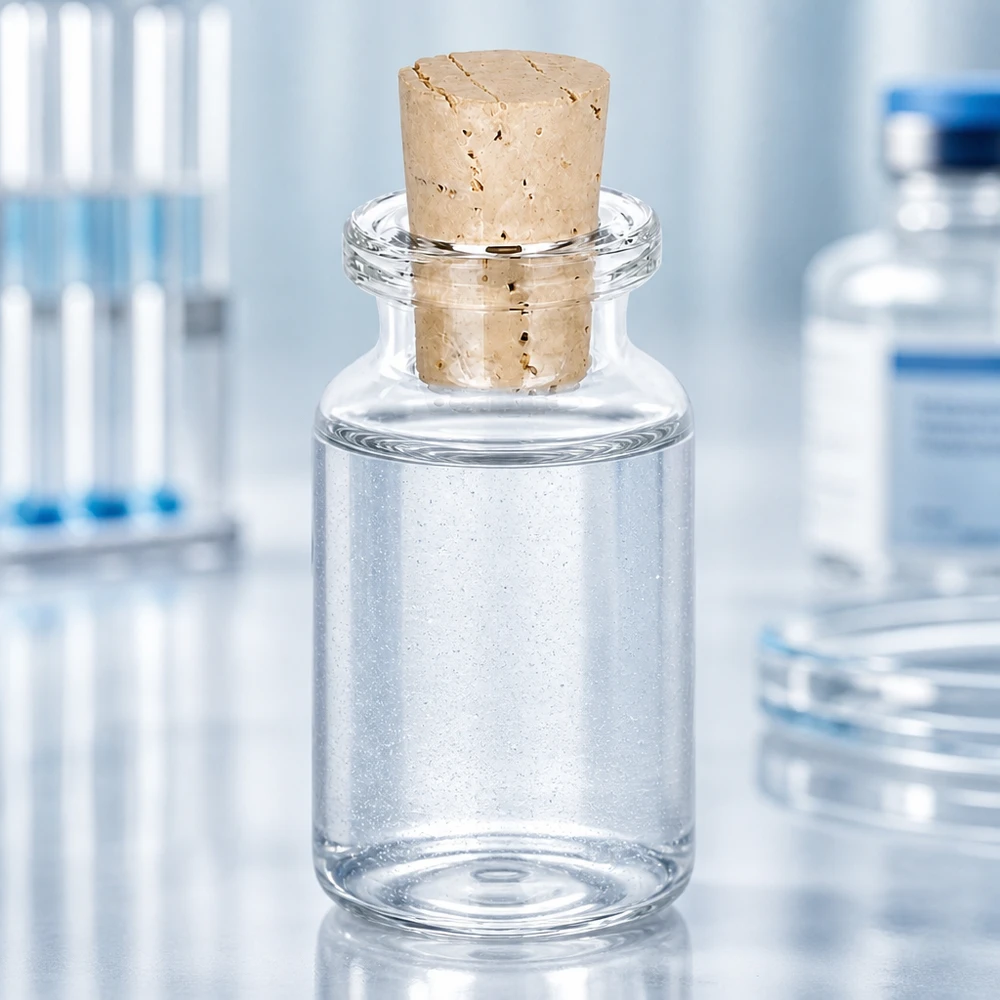 Frasco de vidro transparente 10ml com rolha 11/14mm Unverzierte Klarglas-Aufbewahrungsflasche 10ml mit Korken 11/14mm und klarer Flüssigkeit