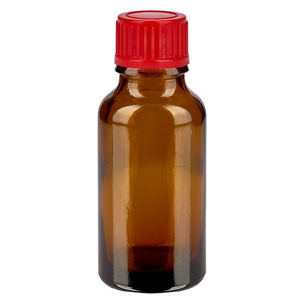 Frasco de 20 ml com tampa de rosca de 11 mm vermelha Standard BrownLine UT18/20