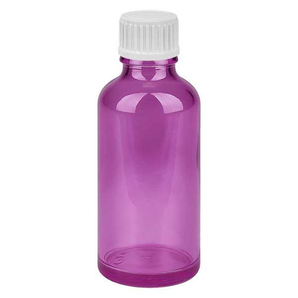 Frasco de 50 ml (glóbulo) com anel de enchimento de 3 mm branco PurpleLine standard. UT18/50