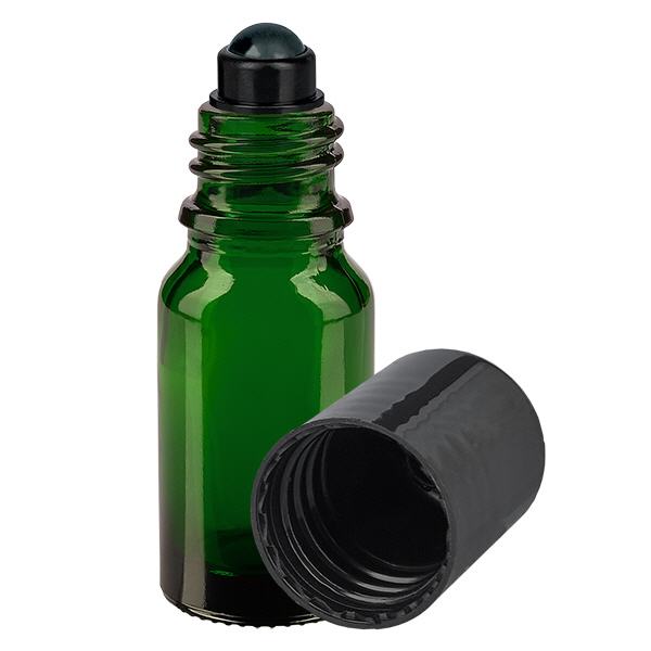 Frasco de farmácia verde 10ml tampa roll-on preto