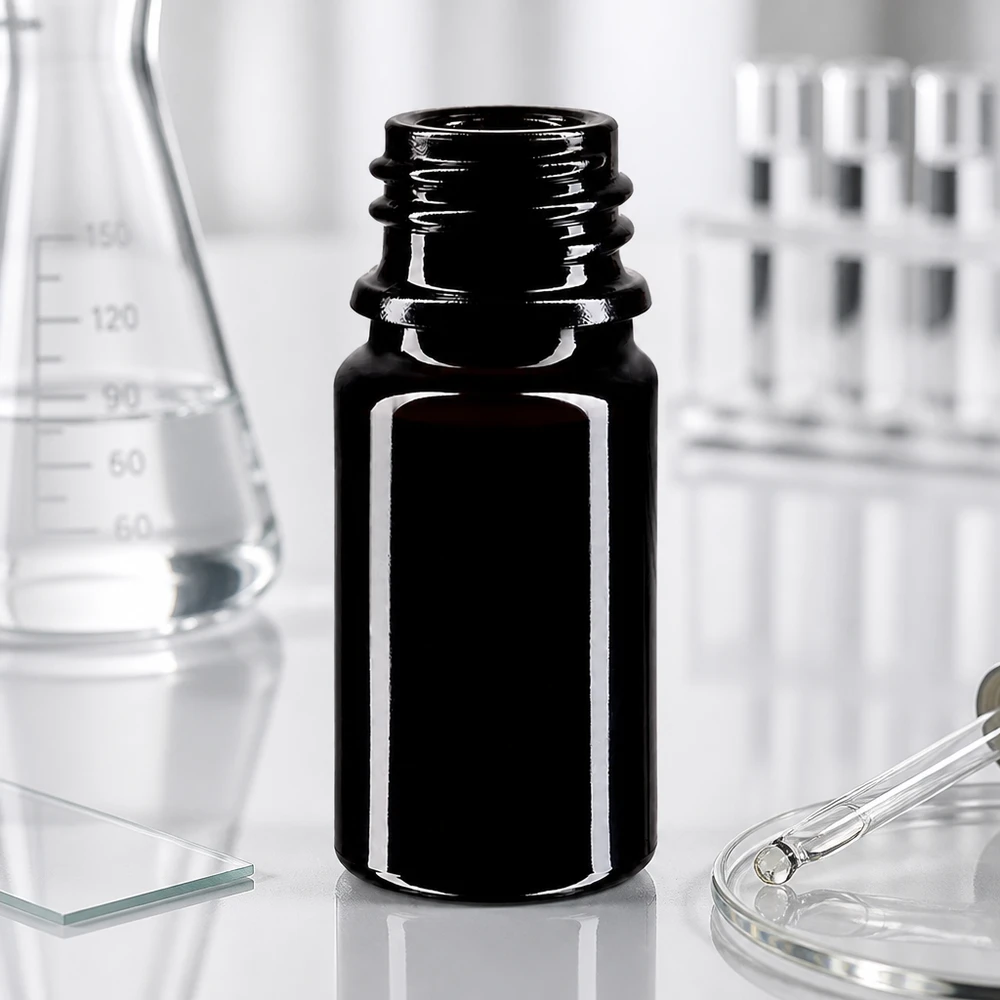 Elegante frasco conta-gotas Orion preto de 5 ml em vidro Miron violeta para uso profissional