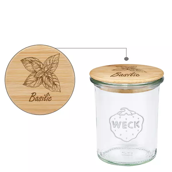 Boina em madeira "Basilic" com verdura WECK 160ml Boina em madeira "Basilic" com verdura WECK 160ml