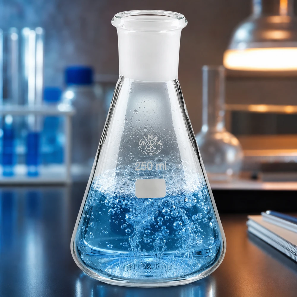 Frasco Erlenmeyer 250ml com junta esmerilada standard (29/32) Frasco Erlenmeyer 250ml com junta esmerilada standard (29/32)