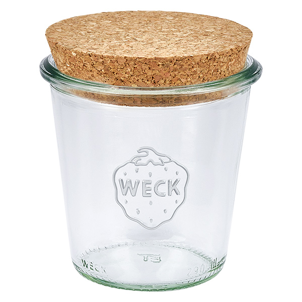Copos altos de vidro de 290ml WECK RR80 com cortiça natural