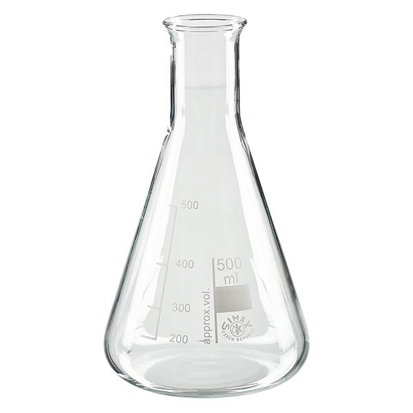 Frasco Erlenmeyer de 500 ml com gargalo estreito