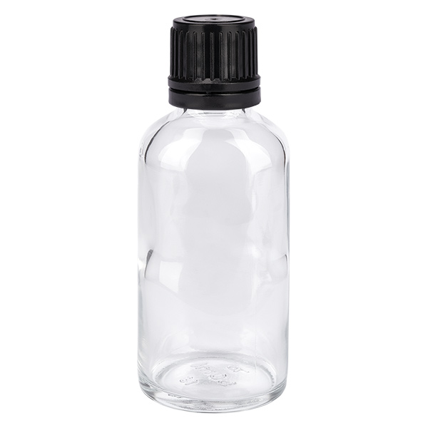 Frasco conta-gotas de 50 ml com tampa inviolável preta de 1 mm ClearLine UT18/50